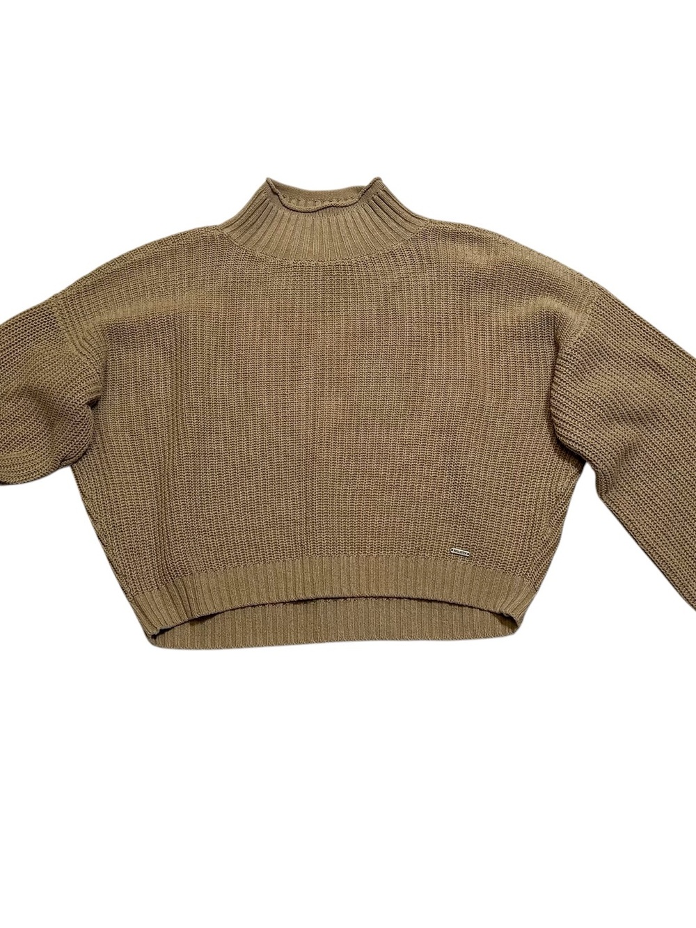 Hollister Co. Cropped Waffle-Knit Mock-Neck Sweater Sz XS Academia Cottagecore